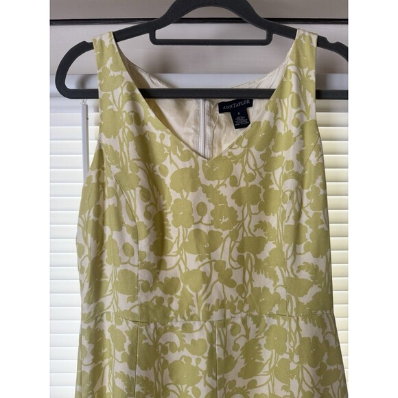 Ann Taylor Dress White Green Floral Sleeveless Silk V-Neckline Women SZ 4 Lined - Picture 6 of 12